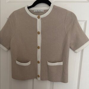 Abercrombie & Fitch Beige and White Button Down Shirt